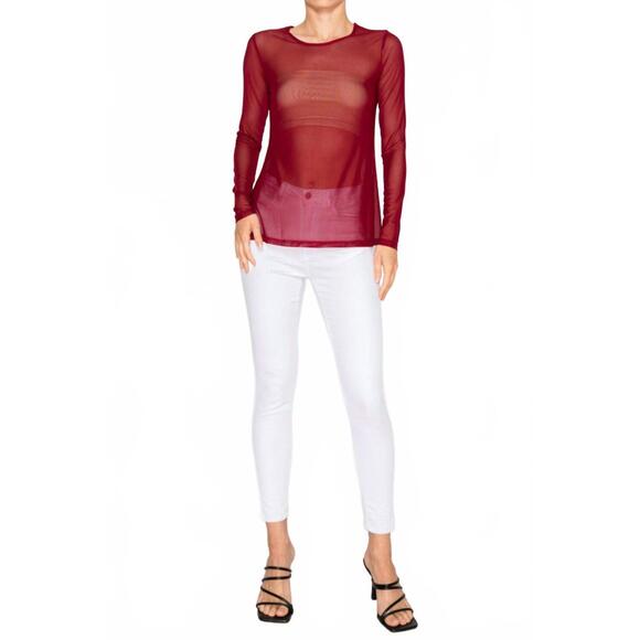 ORIGAMI Tops - NEW ORIGAMI on a dime mesh top in wine